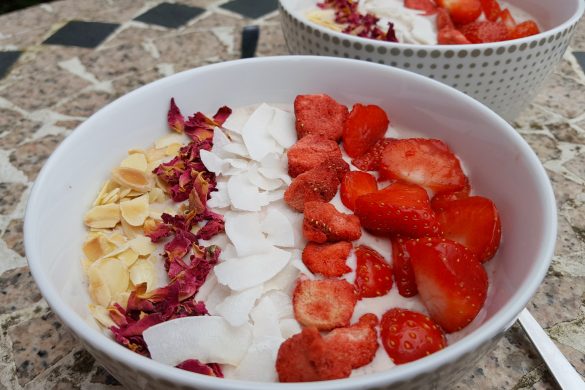Strawberry and Rose Smoothie Bowl