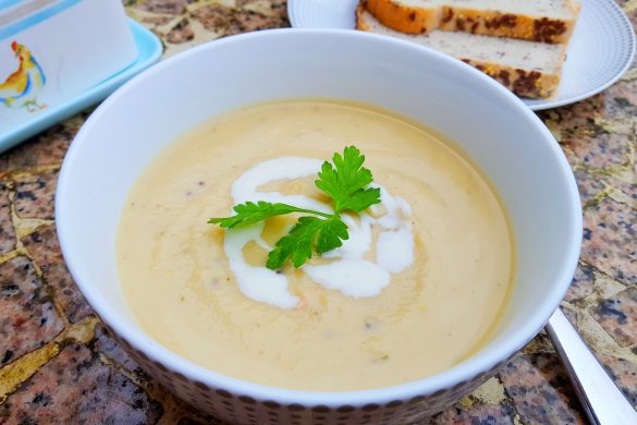 Parsnip and Butterbean Soup with a Honey-Miso-Mustard Kick